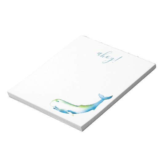 Waterverf Blue Whale - Aangepaste artikelen Notitieblok (Linkerzijde)