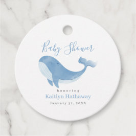 Waterverf Blue Whale Baby shower Bedankjes Labels
