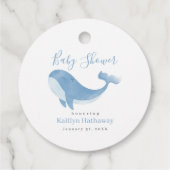 Waterverf Blue Whale Baby shower Bedankjes Labels (Achterkant)