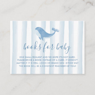 Waterverf Blue Whale Baby shower Books for Baby Informatiekaartje