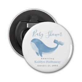 Waterverf Blue Whale Baby shower Button Flesopener