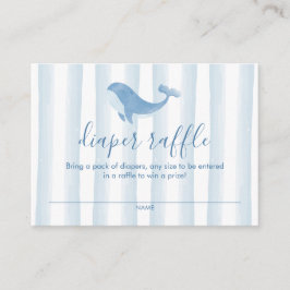 Waterverf Blue Whale Baby shower Diaper Raffle Informatiekaartje