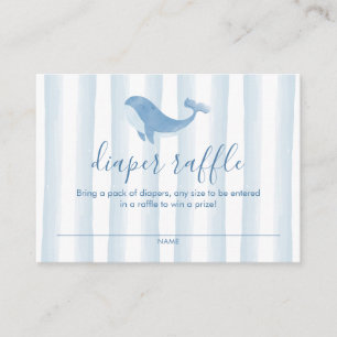 Waterverf Blue Whale Baby shower Diaper Raffle Informatiekaartje