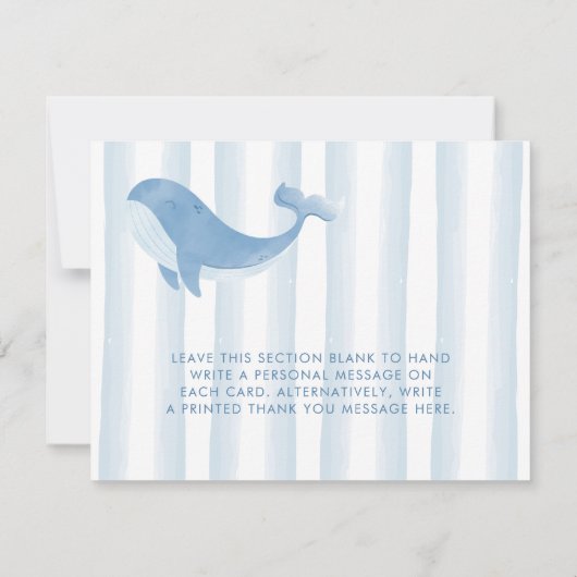 Waterverf Blue Whale Baby shower Hartelijk dank Bedankkaart (Achterkant)