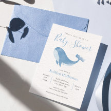 Waterverf Blue Whale Baby shower Invitation