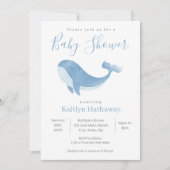 Waterverf Blue Whale Baby shower Invitation Kaart (Voorkant)
