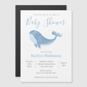 Waterverf Blue Whale Baby shower Magne Invitation Magnetische Uitnodiging (Voorkant / Achterkant)