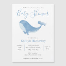Waterverf Blue Whale Baby shower Magne Invitation