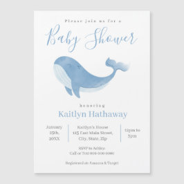 Waterverf Blue Whale Baby shower Magne Invitation Magnetische Uitnodiging