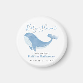 Waterverf Blue Whale Baby shower Magneet