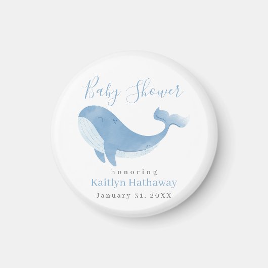 Waterverf Blue Whale Baby shower Magneet (Voorkant)