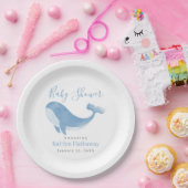Waterverf Blue Whale Baby shower Papieren Bordje (Feest)