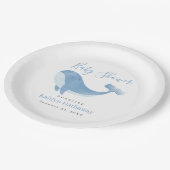 Waterverf Blue Whale Baby shower Papieren Bordje (Gekanteld)