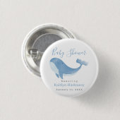 Waterverf Blue Whale Baby shower Ronde Button 3,2 Cm (Voorkant /achterkant)