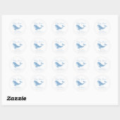 Waterverf Blue Whale Baby shower Ronde Sticker (Vel)