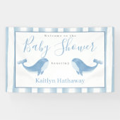 Waterverf Blue Whale Baby shower Welkom Spandoek (Horizontaal)