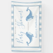 Waterverf Blue Whale Baby shower Welkom Spandoek (Verticaal)