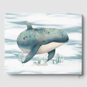 Waterverf Blue Whale Boy Baby shower Gastenboek (Achterkant)