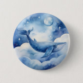 Waterverf Blue Whale Dream Ronde Button 5,7 Cm (Voorkant)