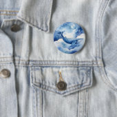 Waterverf Blue Whale Dream Ronde Button 5,7 Cm (In situ)