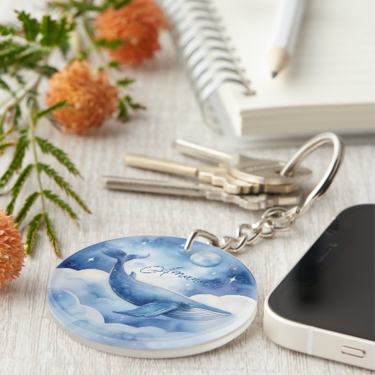 Waterverf Blue Whale Dream Sleutelhanger (Voorkant Rechts)