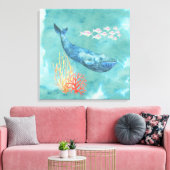 Waterverf Blue Whale ID368 Canvas Afdruk (Insitu (Woonkamer))