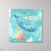 Waterverf Blue Whale ID368 Canvas Afdruk (Voorkant)
