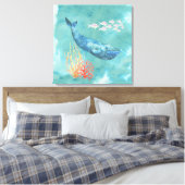 Waterverf Blue Whale ID368 Canvas Afdruk (Insitu (Slaapkamer))