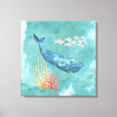Waterverf Blue Whale ID368 Canvas Afdruk (Voorkant)