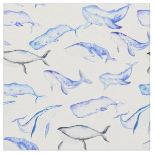 Waterverf Blue Whale Patroon 5 Stof
