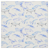 Waterverf Blue Whale Patroon 5 Stof (Swatch)