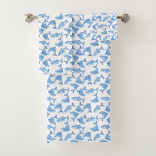 Waterverf Blue Whale Patroon Bad Handdoek