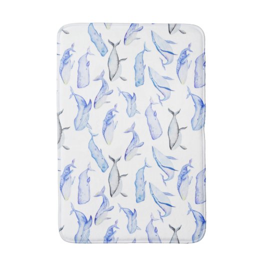 Waterverf Blue Whale Patroon Badmat (Voorkant Verticaal)