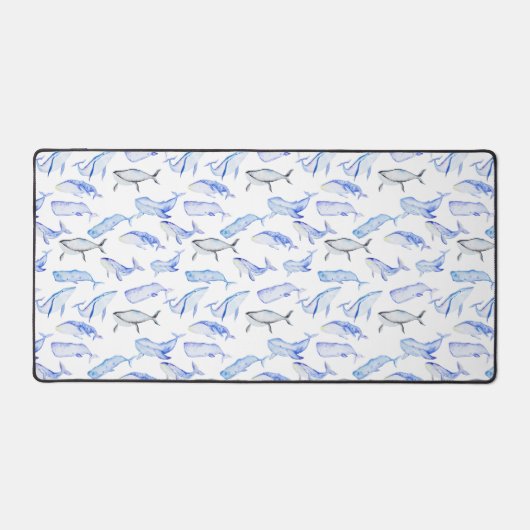 Waterverf Blue Whale Patroon Bureaumat (Voorkant)