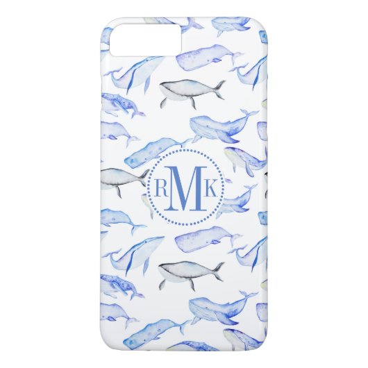 Waterverf Blue Whale Patroon Case-Mate iPhone Case (Achterkant)