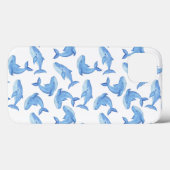 Waterverf Blue Whale Patroon Case-Mate iPhone Case (Achterkant (horizontaal))