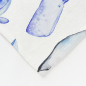 Waterverf Blue Whale Patroon Fleece Deken (Hoek)