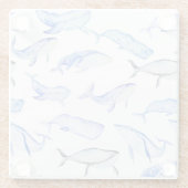 Waterverf Blue Whale Patroon Glazen Onderzetter (Achterkant)