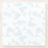 Waterverf Blue Whale Patroon Glazen Onderzetter (Achterkant)