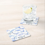 Waterverf Blue Whale Patroon Kartonnen Onderzetters (Insitu)