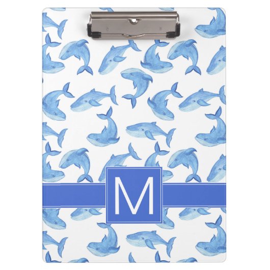 Waterverf Blue Whale Patroon Klembord (Voorkant)