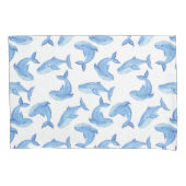 Waterverf Blue Whale Patroon Kussensloop (Voorkant-Links)