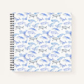 Waterverf Blue Whale Patroon Notitieboek (Voorkant)