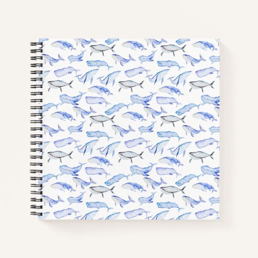 Waterverf Blue Whale Patroon Notitieboek (Voorkant)