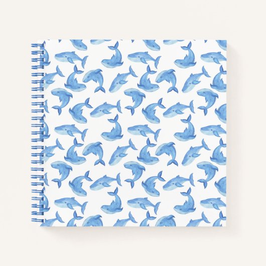 Waterverf Blue Whale Patroon Notitieboek (Voorkant)