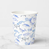 Waterverf Blue Whale Patroon Papieren Bekers (Links)