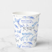 Waterverf Blue Whale Patroon Papieren Bekers (Rechts)