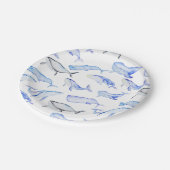 Waterverf Blue Whale Patroon Papieren Bordje (Gekanteld)