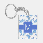 Waterverf Blue Whale Patroon Sleutelhanger (Voorkant Links)