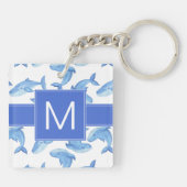 Waterverf Blue Whale Patroon Sleutelhanger (Achterkant)